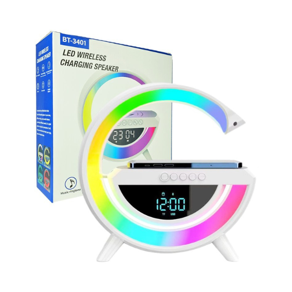 Imagen de Cargador inalambrico reloj despertador y parlante G