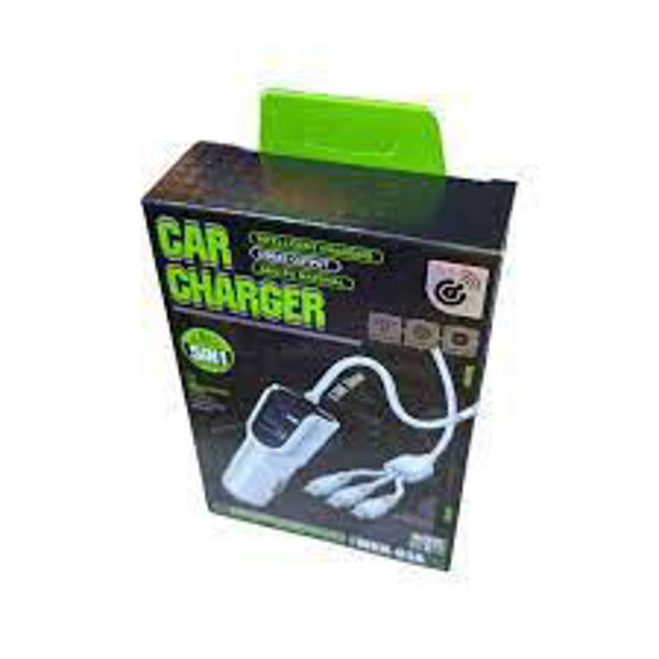 Imagen de Cargador auto conexion a encendedor y salida 3 cables